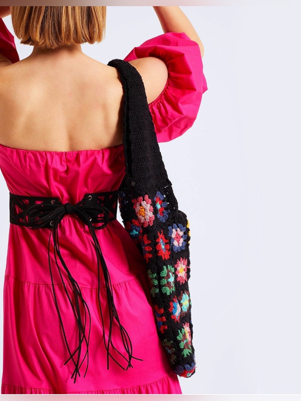 Leather cut out fringed laced belt - Picture 3 of 8